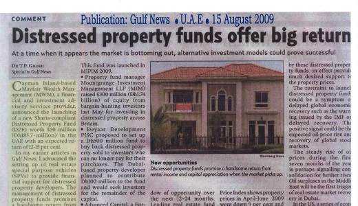 Distressed property funds offer big return.