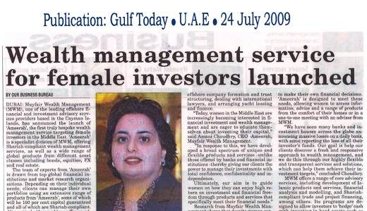 Wealth management service for female investors launched