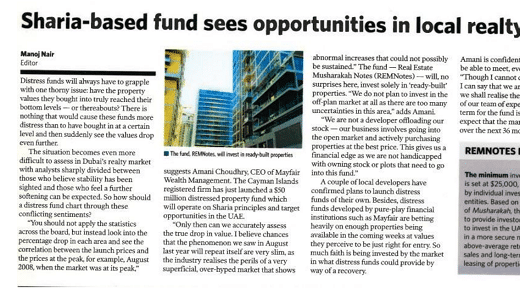 Sharia-based fund sees opportunities in local realty.