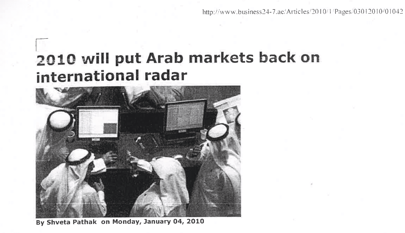 2010 will put Arab markets back on international radar
